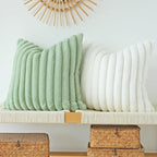 JOJUSIS Pack of 2 Faux Fur Plush Decorative Throw Pillow Covers Couch Cushion Case Soft Pillowcases (Sage Green, 16 x 16-Inch)