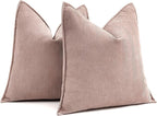 MIULEE Pack of 2 Blush Pink Valentines Decorative Pillow Covers 16x16 Inch Soft Chenille Luxurious Couch Throw Pillows Farmhouse Cushion Covers for Sofa Bedroom Living Room Spring Home Decor
