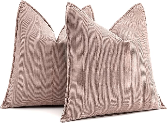 MIULEE Pack of 2 Blush Pink Valentines Decorative Pillow Covers 18x18 Inch Soft Chenille Luxurious Couch Throw Pillows Farmhouse Cushion Covers for Sofa Bedroom Living Room Spring Home Decor
