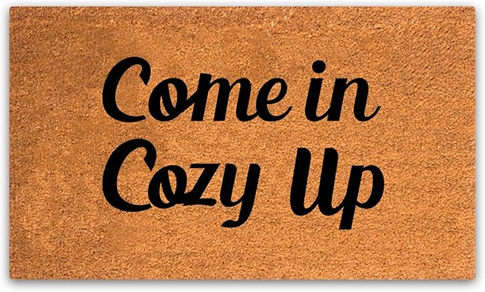 PLUS Haven Coco Coir Home Entrance Door Mat – 17.5" x 30" Come in Cozy Up Welcome Mat – Heavy-Duty Natural Fiber Doormat for Indoor & Outdoor Use