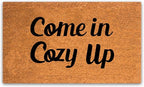 PLUS Haven Coco Coir Home Entrance Door Mat – 17.5" x 30" Come in Cozy Up Welcome Mat – Heavy-Duty Natural Fiber Doormat for Indoor & Outdoor Use