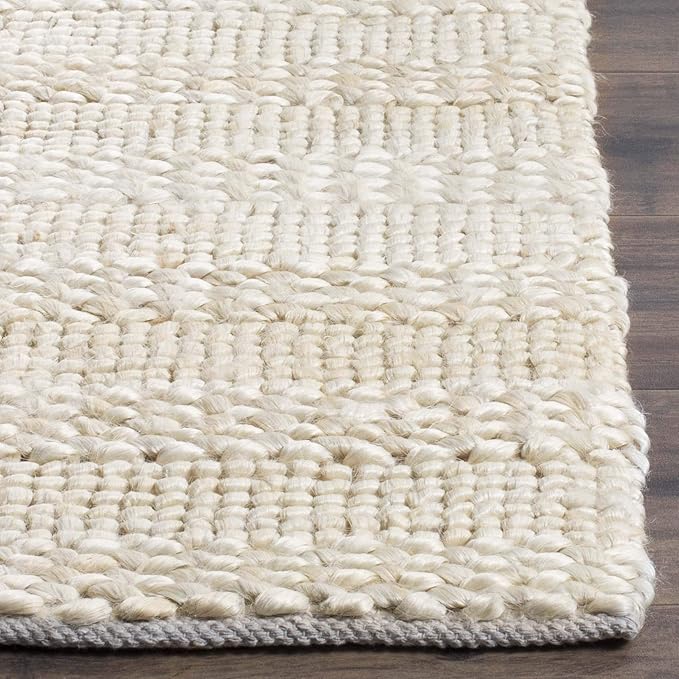 SAFAVIEH Area Rug 4x6 - Natural Fiber Collection - Bleach, Handmade Jute, Braided Woven Design, Ideal for Entryway, Living Room, Bedroom (NF212D)