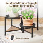 LASZOLA 5 Tier Large Plant Stand Indoor Tall with 10 Inch Metal Tray, Corner Folding Flower Display Rack, Modern Plant Holder Shelf for Outdoor Patio Porch Garden Office Living Room, Black