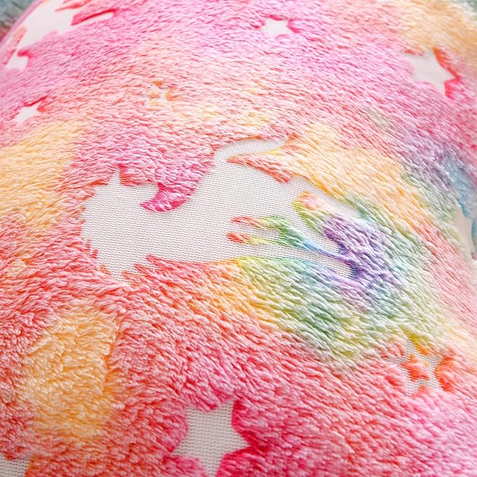 Mengersi Velvet Floor Pillows,Unicorn Glow in The Dark Pillow Bed Floor Lounger Cover for Kids Girls Boys,Mattress Floor Bed Sleeping Mat for Girls Teen Toddler,Requires 5 Pillows(Queen,Pink)