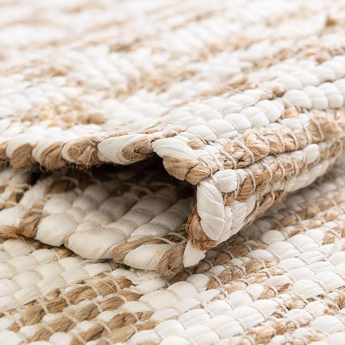Unique Loom Chindi Jute Collection Area Rug (2' 2" x 6' 1" Runner, White/ Natural)
