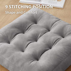 Meditation Floor Pillow Set of 1, Square Large Pillows Seating for Adults, Meditation Cushion Pillow,Tufted Corduroy Cushion for Tatami Living Room or Yoga, Light Gray, 22x22 Inch