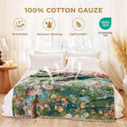 Boho Throw Blanket for Bed Cotton Spring Blankets Twin Size for Bedroom Living Room All Season Lightweight Floral Embroidery Reversible Quilt for Couch Sofa Chair 60"x80" Home Decor