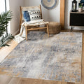 Area Rug 6×9, Large Vintage Boho Rug,Ultra-Soft Low Pile, Washable, Non Slip,Stain Resistant, Printed Carpet for Living Room Bedrooms Playroom Office Kitchen, Gold/Grey