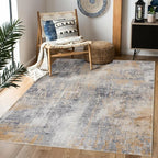 Area Rug 6×9, Large Vintage Boho Rug,Ultra-Soft Low Pile, Washable, Non Slip,Stain Resistant, Printed Carpet for Living Room Bedrooms Playroom Office Kitchen, Gold/Grey