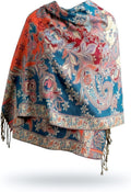 Achillea Reversible Paisley Pashmina Rave Scarf – Exotic Indian Shawls and Wraps for Evening Dresses, Festivals, All Seasons