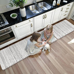 KIMODE Kitchen Mats for Floor Cushioned Anti Fatigue, Boho Kitchen Rugs Sets of 2, Non Slip Kitchen Floor Mats,Comfort Standing Mats for Sink Laundry Desk Black and White 20"x71"+20"x32"
