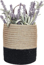 Wall Hanging Storage Baskets - Small Cotton Rope Woven Closet Storage Bins-Shelf Basket Organizer for Plants, Towels,Toys - 6.3" x 7" (Jute & Black)