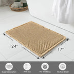 MIULEE Set of 2 Waffle Bathroom Rugs, Boho Bath Rugs Non Slip Washable, Super Absorbent Bath Mats, Ultra Soft Rubber Backed Shower Mats for Bathroom Floor, Tub and Shower, Brown, 17x24 Inch