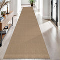 EARTHALL Woven Runner Rug 2.6x12 Ft Washable Runners for Hallways Extra Long Cotton Non Slip Rubber Backed Kitchen Runner Braided Indoor Floor Carpet for Entryway, Hall, Kitchen, Orange/Tan/Brown