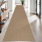 EARTHALL Woven Runner Rug 2.6x12 Ft Washable Runners for Hallways Extra Long Cotton Non Slip Rubber Backed Kitchen Runner Braided Indoor Floor Carpet for Entryway, Hall, Kitchen, Orange/Tan/Brown
