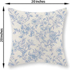 Baby Blue Pillow Covers 20x20 Set of 2 Blue and Cream Floral Chinoiserie Throw Pillows Vintage Rustic Toile Flower Decorative Pillowcase Outdoor Chinoiserie Decor Cushion Case for Couch Sofa