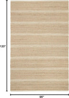 Dash and Albert Arbor Jute Area Rug - 7.5 X 9.5 Ivory Stripe Handwoven Accent Rug - Durable, Eco-Friendly, High Traffic Area Kitchen, Hallway, Bedroom - Premium Luxury Hotel Quality Soft Breathable