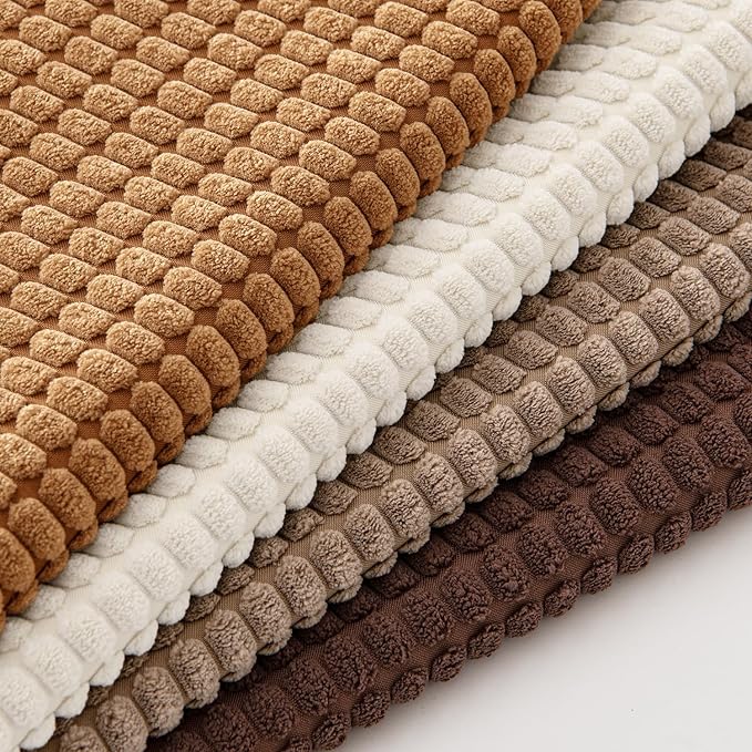 MIULEE Modern Farmhouse Decorative Lumbar Pillow Covers 18x18 Inch Set of 4 Natural Rustic Throw Pillows Neutral Warm Soft Corduroy Couch Pillowcases Home Decor for Sofa Living Room Bed Brown