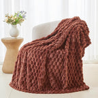 NEWCOSPLAY Super Soft Twin Blanket Coffee Premium Silky Flannel Fleece 3D Clouds Stylish Jacquard Lightweight Bed Blanket All Season Use 350GSM (Coffee, Twin(60"x80"))