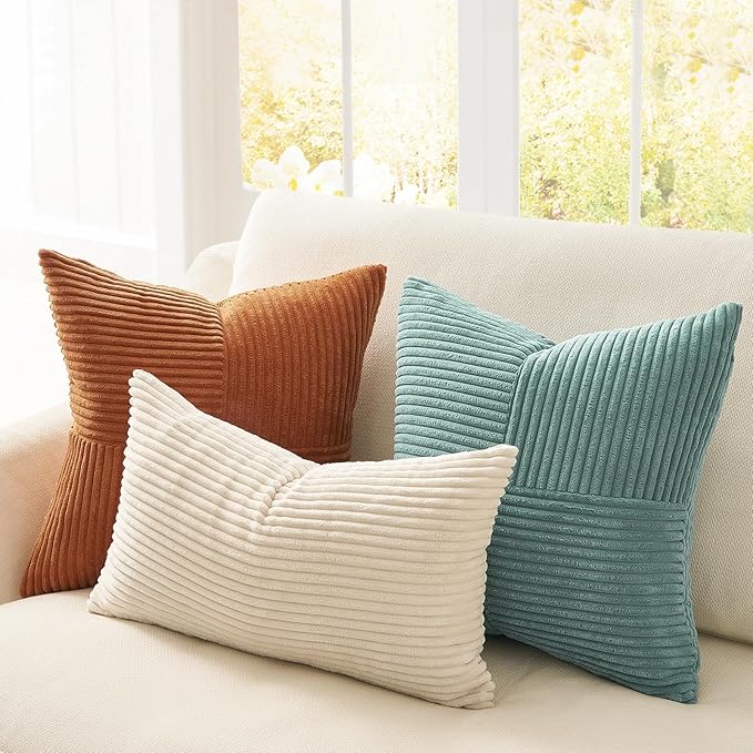 Topfinel Decorative Teal Orange Throw Pillow Covers Set of 4,Boho Pillow Covers Soft and Cozy Velvet Double-Sided Designs,Mix and Match for Couch Boho Farmhouse Fall Home Decor 18x18 Inch
