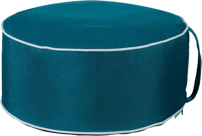 QILLOWAY Indoor/Outdoor Inflatable Stool,Round Ottoman,All Weather Foot Rest for Camping or Home,Peacock Blue