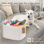 Goodpick Rope Basket, Storage Baskets for Organizing, Rectangle Baby Nursery basket with Handles, Small Woven Basket for Shelves, Living Room, 13 x 10 x 9 Inches, White