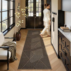 Lahome Enfys Modern Geometric Runner Rug, 2x8 Washable Rug Runners for Hallways Non Slip, Black Outdoor Carpet with Rubber Backing, Farmhouse Non Shedding Kitchen Mats for Floor Entryway