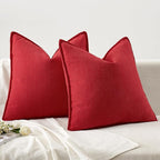 MIULEE Pack of 2 Red Decorative Pillow Covers 20x20 Inch Soft Chenille Luxurious Couch Throw Pillows Farmhouse Cushion Covers with Elegant Design for Sofa Bedroom Living Room Home Decor