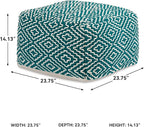 Signature Design by Ashley Brynnsen Casual Handwoven Geometric Pouf, Green & White