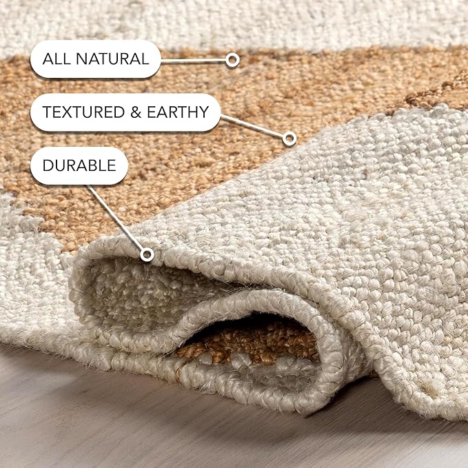 nuLOOM Pandora Diamond Jute Area Rug - 5x8 Jute Area Rug Global Inspired Ivory Rugs for Dining Room Rug Neutral Rug Living Room Rug Kitchen