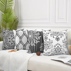 Coliuso Decorative Throw Pillow Covers 20x20 Set of 4, Dark Grey and White Modern Simple Square Pillow Case Cushion Cover for Sofa Couch Farmhouse Outdoor Living Room