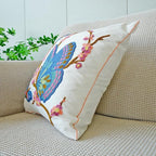 vctops Floral Butterfly Embroidered Pillow Covers 18x18 Inch Spring Summer Cotton Tufted Throw Pillow Cover Outdoor Garden Cushion Case for Sofa, Bed, Living Room (Butterfly,18"x18")