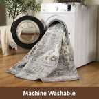 AMOAMI-2X10 Runner Rug-Washable Runners for Hallways-Soft Non Slip Bedside Rugs for Bedroom-Vintage Long Rug for Hallways Entryway Laundry Room Stair Kitchen Bathroom Grey