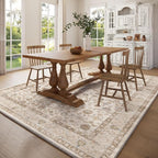 Washable Area Rugs for Living Room: 6x9 Bedroom Rug Boho Vintage Area Rug Stain Resistant Non Slip Low Pile Lightweight Soft Carpets for Dining Room Kitchen Nursery Kids Room Playroom Home Office