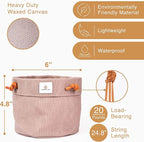 Large Waxed Canvas Handmade Hanging Planter for Indoor/Outdoor Plants, Hanging Basket Plant Holder Stone Gray with Hook