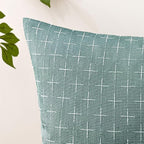 MIULEE Pack of 2 Decorative Burlap Linen Spring Throw Pillow Covers Modern Farmhouse Vintage Pillowcase Rustic Woven Textured Cushion Cover for Sofa Couch Bed 24x24 Inch Azure