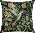 Vintage William Morris Hummingbird Pillow Cover 18x18,Rustic Green Hummingbird Bird Animal Floral Botanical Print Decorative Throw Pillow Covers for Home Bedroom Living Room