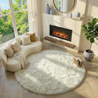 Amdrebio Ivory White Round Rug 4Ft for Kids Bedroom Aesthetic, Fluffy Fuzzy Furry Circle Area Rugs for Living Room Decor, Circular Plush Soft Shaggy Cream Carpet for Baby Nursery Dorm Teen Girls Boys