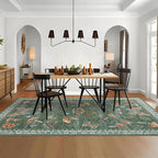 Mushroom Washable 8x10 Rug for Living Room Non Slip 8 x 10 Rug for Bedroom with Rubber Back Soft Low-Pile Stain Resistant Foldable Large Carpet for Office Nursery Dining Room Green