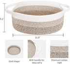 ABenkle Small Basket with Handles - Decorative Durable Rope Woven Storage Bin Shelf Storage Organizer Cube, Easter Baby Gift Basket, 12"x8"x5"