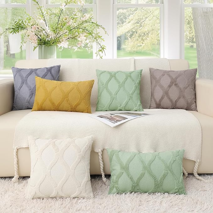 decorUhome Spring Throw Pillow Covers 12x20 Inch Set of 2, Soft Plush Faux Fur Wool Lumbar Light Pink Accent Couch Pillow Covers for Modern Farmhouse Bed Sofa Living Room