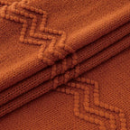 MIULEE Rust Knitted Throw Blanket for Couch Boho Terracotta Textured Cozy Woven Blanket with Tassels for Sofa Chair Bed Living Room Acrylic Wave Pattern 60"x80"