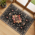 Area Rugs 2'x3' Kitchen Rugs Entry Rug Small Rugs for Entryway Kitchen Bathroom Door Mat Indoor Entrance,Washable Non Slip, Black Colorful Floral Dark Tan