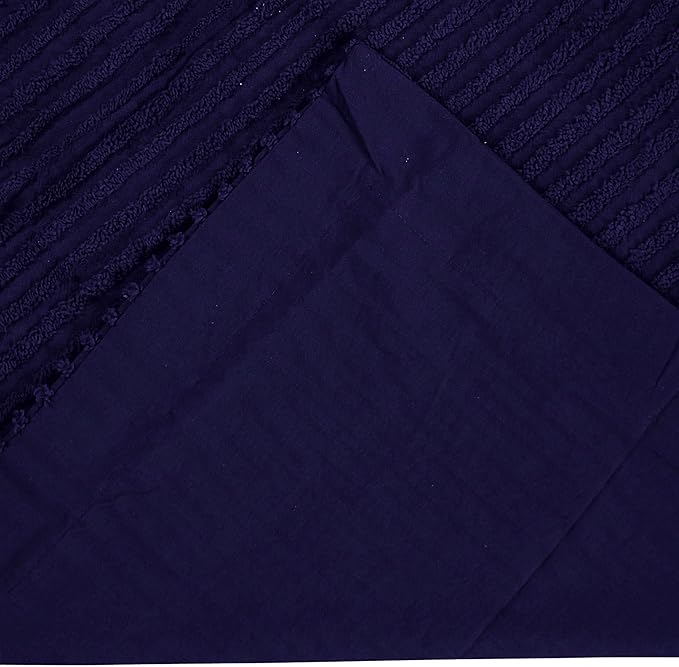 Better Trends Jullian Collection is Super Soft and Light Weight in Bold Stripes Design 100% Cotton Tufted Unique Luxurious Machine Washable Tumble Dry, King Sham, Navy