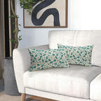 Teal Floral Pillow Covers 12x20 Set of 2 Vintage Rustic Old Style Cute Small Flower Blue Green Cream Print Decorative Outdoor Pillowcases Farmhouse Throw Cushion Case Decor for Couch Sofa Bed