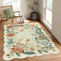 Lahome Floral Bedroom Rug,4x6 Washable Area Rugs for Living Room Dining Room, Non Slip Ultra-Thin Stain Resistant Boho Throw Carpet for ‎Office Flore (4x6ft,Beige)