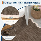 GarveeHome Scalloped Area Rug 4x6 Washable Rug Modern Traditional Floor Cover Foldable Soft Retro Entryway Rug Indoor Distressed Non Slip Carpet Floral Print Mat Bedroom Living Room Bathroom, 4'x6'