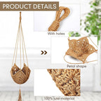 Shappy 1 Pack Jute Crochet Long Plant Hanger for 3 Inch to 12 Inch Pots, Macrame Plant Holder Rope with S Shaped Hooks for Halloween Home Decor (Brown)