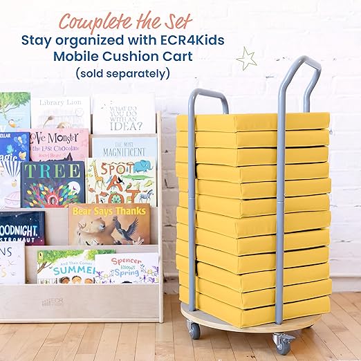 ECR4Kids SoftZone Square Floor Cushions with Handle, Flexible Seating, Yellow, 6-Piece