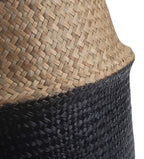 Seagrass Plant Basket with Handles Natural Woven Storage Baskets (Black 9 inch D x 11 inch H)